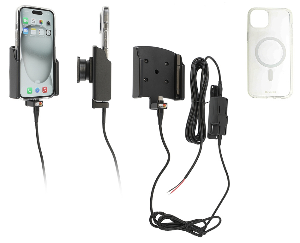 Brodit Mobilskal med Aktiv hållare för fast installation, Apple iPhone 15 