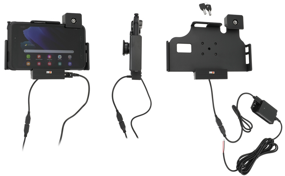 Brodit Hållare med nyckel-lås, Samsung Galaxy Tab Active 2 SM-T390/SM-T395/3 SM-T570/SM-T575/5 SM-X300/SM-X306B