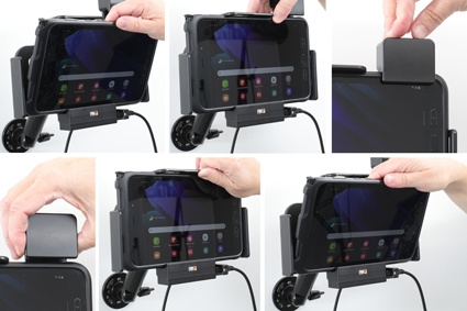 Brodit Hållare med fjäder-lås, Samsung Galaxy Tab Active 2 SM-T390/SM-T395/3 SM-T570/SM-T575/5 SM-X300/SM-X306B