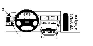 Illustration av Audi A6:s instrumentpanel och verktyg för gapöppning.