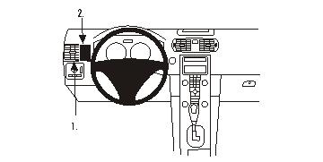 Bild visar en skiss av bilens instrumentpanel och kontroller.