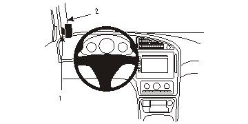 Illustration av Saab 9-5 06-10 interiör med ratt och instrumentpanel.