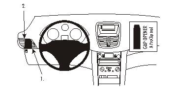 Illustration av Peugeot 207:s interiör med fokus på instrumentpanelen och kontroller.