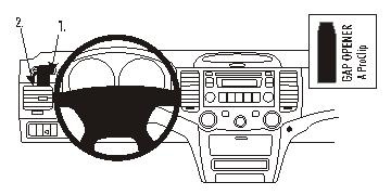 Instrumentbräda med ratt och infotainmentsystem, instruktioner för gapöppnare.