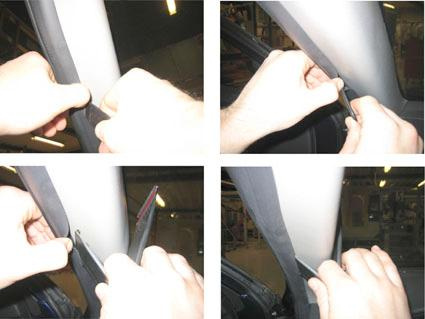 Montering av gummilist på vänster dörr, Chevrolet Epica 07-10.