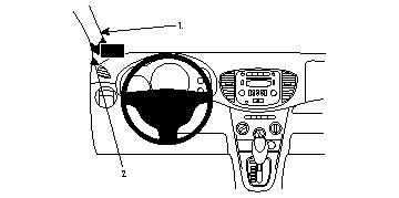Illustration av Hyundai i10 08-10:s instrumentpanel och kontroller.