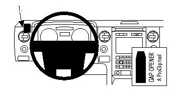 Instrumentpanel i Ford F-Series 150 (09-14) med gapöppnare markerad.
