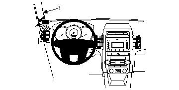 Instrumentpanel och rattinnehåll med detaljerad layout.