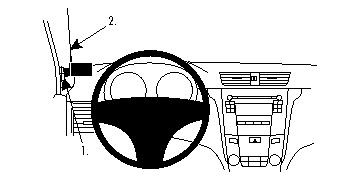 En skiss av instrumentpanelen med monteringspunkt för ProClip.