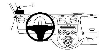 Instrumentpanel med ratt och kontroller för Nissan Micra 11-14.