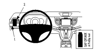Illustration av instrumentbräda i Honda CR-V 12-15 med vägledning för verktyg.