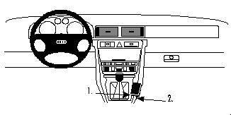 Instrumentpanel med ratt och kontroller för Audi A6 98-03.