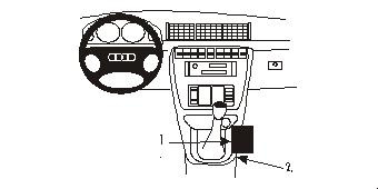 Bild av interiör i Audi A4 95-01 med konsol och växelspak.