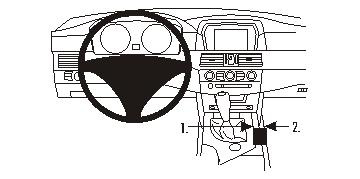 Bild av BMW 520-545/M5 E60, E61 innerkonsol med spakar och kontroller.