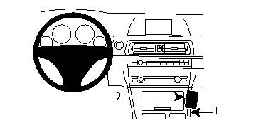 Konsol med instrumentpanel och knappar i BMW F10/F11.
