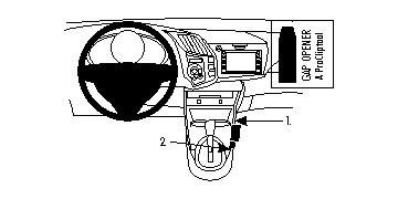 Montering av ProClip för Honda CR-Z, visar bilens inre med konsol och kontroller.