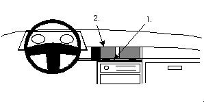 Monteringsdiagram för ProClip, centralt placerad i Honda Civic/Shuttle 88-91.