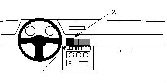 Monteringsdiagram för ProClip till Hyundai Excel/Pony 91-94.