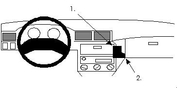 Instrumentpanel med ratt, display och stereoenhet.