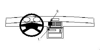 Illustration av monteringsbygel för Honda Prelude 92-96, placerad centralt.