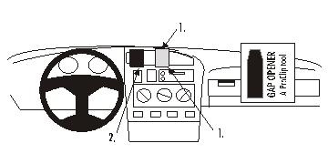 Illustration av instrumentpanel och kontroller för Volkswagen Golf III.