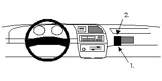 Illustration av bilinteriör med en monteringsbygel för Ford Explorer.