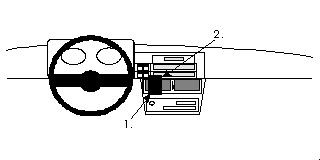 Monteringsbygel placerad nära instrumentbrädan i Fiat Cinquecento.