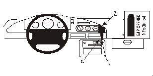 Monteringsbygel för Ford Taurus 92-95 med vinkelvisning.