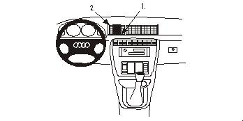 En illustration av instrumentbrädan i en Audi A4 (95-01).