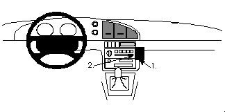 En illustrerad bild av instrumentbrädan i en Daewoo Musso 95-00.