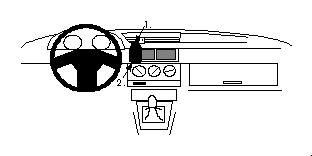 Instrumentbräda med ratt, kontroller och växelspak. Träpanel i Alfa Romeo 155.