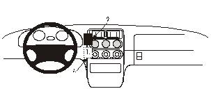 Bild av instrumentpanel med ratt och kontroller för Alfa Romeo Spider/GTV 95-97.
