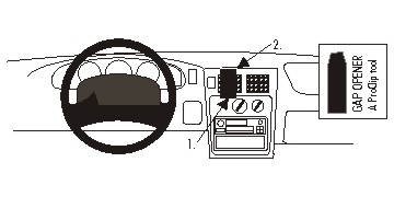 Illustration av monteringsanvisningar för ProClip i Toyota Tacoma 95-04.