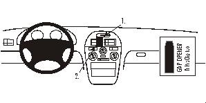 Instrumentpanel med kontroller och spakar för Mitsubishi Carisma 96-98.