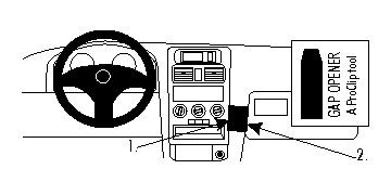 Illustration av Opel Astra 98-03 interiör med fokus på instrumentpanelen och verktyg.