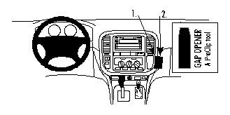 Illustration av Toyota LandCruiser 100s instrumentpanel med verktyg för åtkomst.