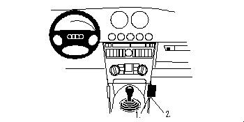 Illustration av instrumentbräda och växelspak för Audi TT 99-06.