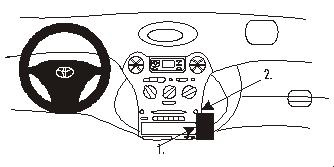 Monteringsbygel för Toyota Yaris och Yaris Verso, med detaljerad installationsanvisning.