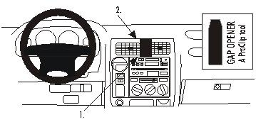 Illustration av Toyota LandCruiser 90 instrumentbräda med gapöppnare.