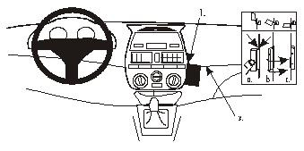 En illustrerad bild av instrumentbrädan och kontrollsymboler för Fiat Brava/Bravo.
