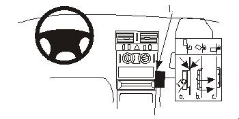 En skiss av instrumentbrädan i en Mercedes Benz C-Klass 93-99.
