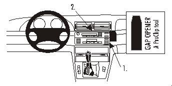 Instrumentbräda med körkontroller och verktyg för panelöppning.