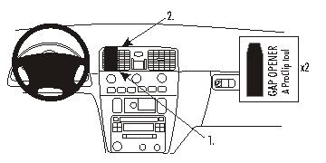 En illustration av instrumentbrädan i Volvo S40/V40 med kontroller.