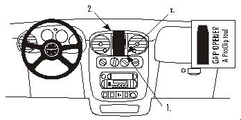 Bild av instrumentbräda för Chrysler PT Cruiser 00-05 med knappar och lådor.