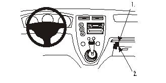 Illustration av instrumentpanel och växelspak i Honda Civic 01-05.