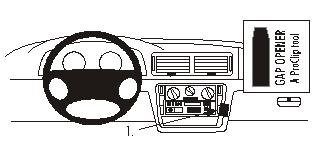 Illustration av bilinteriör med verktyg för att ta bort panel.