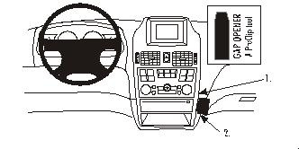Illustration av bilinteriör med monteringsanvisningar för ProClip.