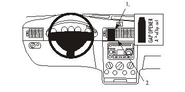 Illustration av instrumentbräda och kontroller i Ford Transit Connect/Tourneo Connect 03-09.