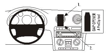Illustration av instrumentpanel med gapöppnare för Audi A3 03-06.