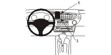 Bild av instrumentbräda med ratt, stereo och växelspak i Honda Insight.